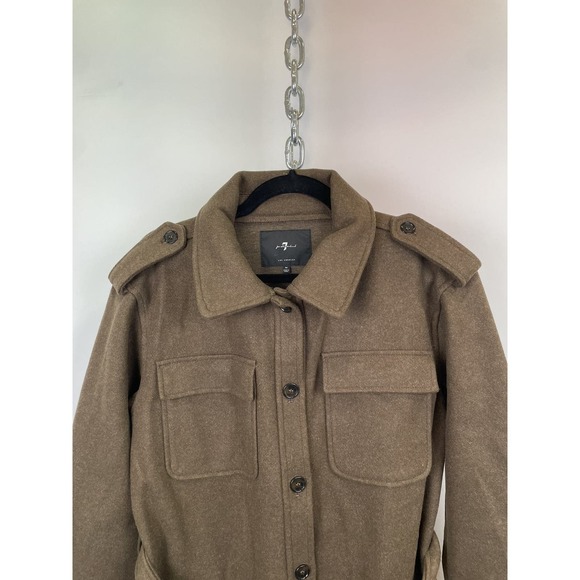 7 FOR ALL MANKIND BROWN WOOL TIE WAIST JACKET SIZE MEDIUM - Picture 2 of 11
